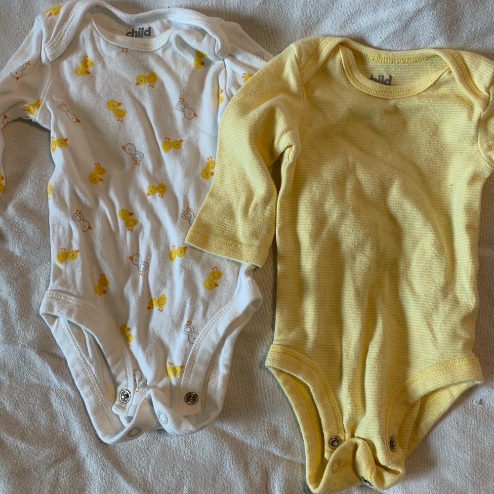 Set yellow duck long sleeve onesies